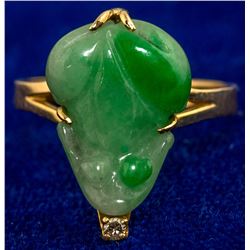 18K Gold Jade Frog Ring