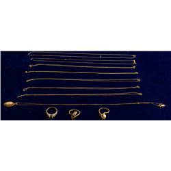 Ten 14K Gold Necklaces, 1 Cameo