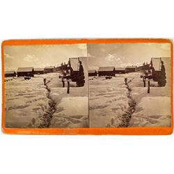 Stereograph of Buildings in Snow