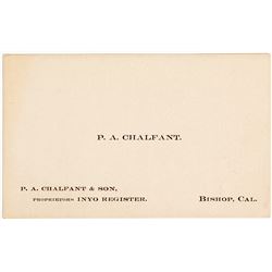 P. A. Chalfant Business Card, Inyo County