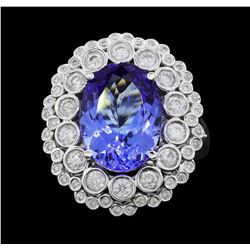 14KT White Gold 6.52ct GIA Cert Tanzanite and Diamond Ring