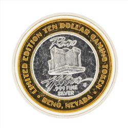 .999 Silver Reno Hilton $10 Casino Gaming Token Limited Edition