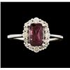 Image 1 : 14KT White Gold 1.67ct Rhodolite Garnet and Diamond Ring