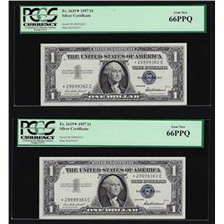 (2) Sequential 1957 $1 Silver Certificate STAR Notes PCGS Gem New 66PPQ