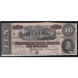 1864 $10 Confederate States of America Note
