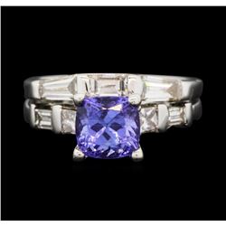 14KT White Gold 1.87ct Tanzanite and Diamond Ring