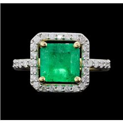 14KT Yellow Gold 3.02ct Emerald and Diamond Ring