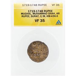 1719-1748 Rupee Mughal Muhammad Shah Coin ANACS VF35