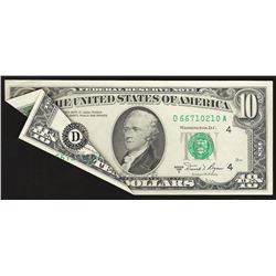 1981A $10 Federal Reserve Note ERROR Foldover
