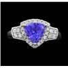 Image 1 : 14KT White Gold 1.50ct GIA Cert Tanzanite and Diamond Ring