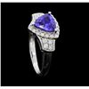 Image 4 : 14KT White Gold 1.50ct GIA Cert Tanzanite and Diamond Ring
