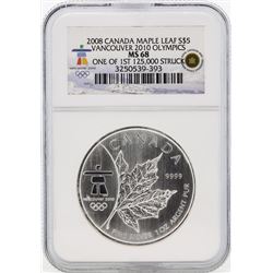 2008 $5 Canada Maple Leaf Vancouver 2010 Olympics NGC MS68