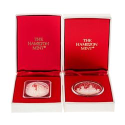 Set of 2 Hamilton Mint 1976 Christmas .999 Silver Ingots