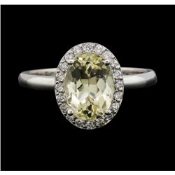 14KT White Gold 2.63ct Beryl and Diamond Ring