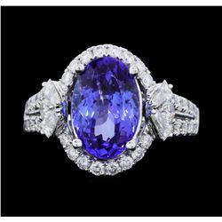 14KT White Gold 3.94ct Tanzanite and Diamond Ring