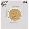 Image 1 : 1912 $5 Indian Head Half Eagle Gold Coin