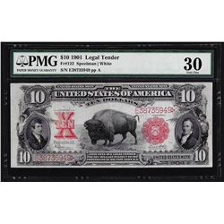 1901 $10 Bison Legal Tender Currency Note PMG Very Fine 30