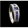 Image 4 : 14KT White Gold 1.00ctw Sapphire and Diamond Ring