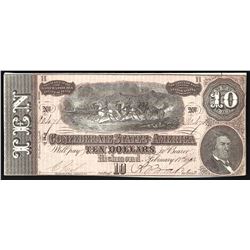1864 $10 The Confederate States of America Note