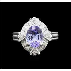 14KT White Gold 1.67ct Tanzanite and Diamond Ring