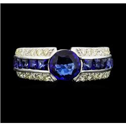14KT White Gold 2.41ctw Sapphire and Diamond Ring