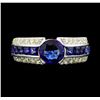 Image 1 : 14KT White Gold 2.41ctw Sapphire and Diamond Ring