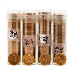 Lot of (4) 1944-D, 1945, 1948, 1954-S Brilliant Uncirculated Lincoln Wheat Penny