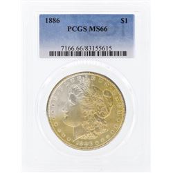 1886 $1 Morgan Silver Dollar Coin PCGS MS66