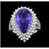Image 1 : Platinum 11.44ct GIA Cert Tanzanite and Diamond Ring
