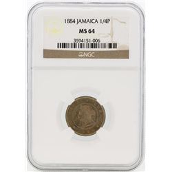 1884 Jamaica 1/4 Penny Coin NGC MS64