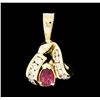 Image 1 : 14KT Yellow Gold 0.50ct Ruby and Diamond Pendant