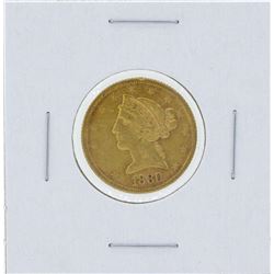 1880 $5 Liberty Head Half Eagle Gold Coin