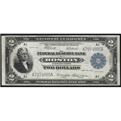 1918 $2 Federal Reserve Bank Note Boston