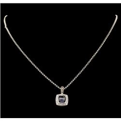 David Yurman .925 Silver 1.50ct Quartz and Diamond Pendant with Chain