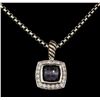 Image 2 : David Yurman .925 Silver 1.50ct Quartz and Diamond Pendant with Chain