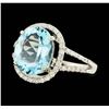Image 2 : 14KT White Gold 5.00ctw Aquamarine and Diamond Ring