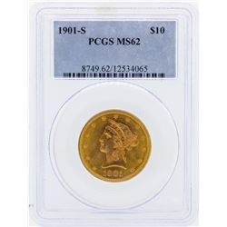 1901-S $10 Liberty Head Eagle Gold Coin PCGS MS62