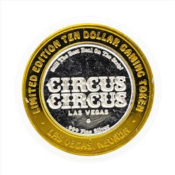 .999 Silver Circus Circus $10 Casino Gaming Token Limited Edition