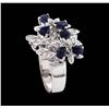 Image 4 : 14KT White Gold 1.80ctw Blue Sapphire and Diamond Ring