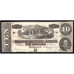 1864 $10 The Confederate States of America Note