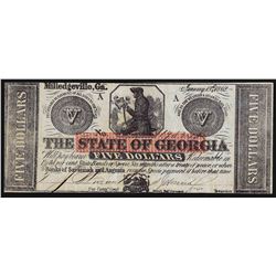 1862 $5 The State of Georgia Obsolete Bank Note