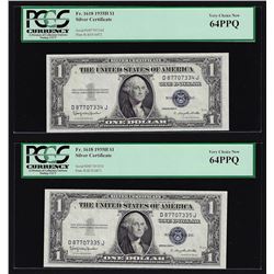 (2) Sequential 1935H $1 Silver Certificate Notes PCGS Very Choice New 64PPQ