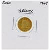 Image 1 : 1747 Ferdinand VI Spanish 1/2 Escudos Gold Coin