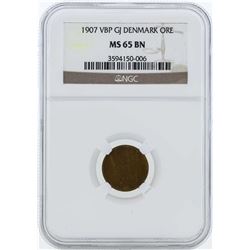 1907 VBP GJ Denmark Ore Coin NGC MS65BN