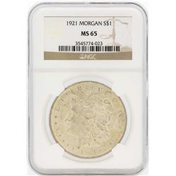 1921 $1 Morgan Silver Dollar Coin NGC MS65