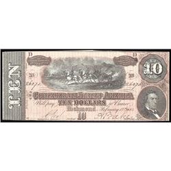 1864 $10 The Confederate States of America Note