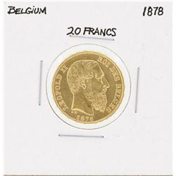1878 Belgium 20 Francs Gold Coin