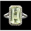 Image 1 : 14KT White Gold 3.90ct Lemon Quartz and Diamond Ring