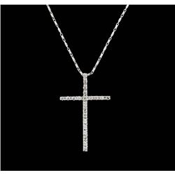 14-18KT White Gold 0.25ctw Diamond Cross Pendant with Chain
