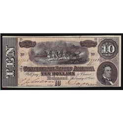 1864 $10 The Confederate States of America Note